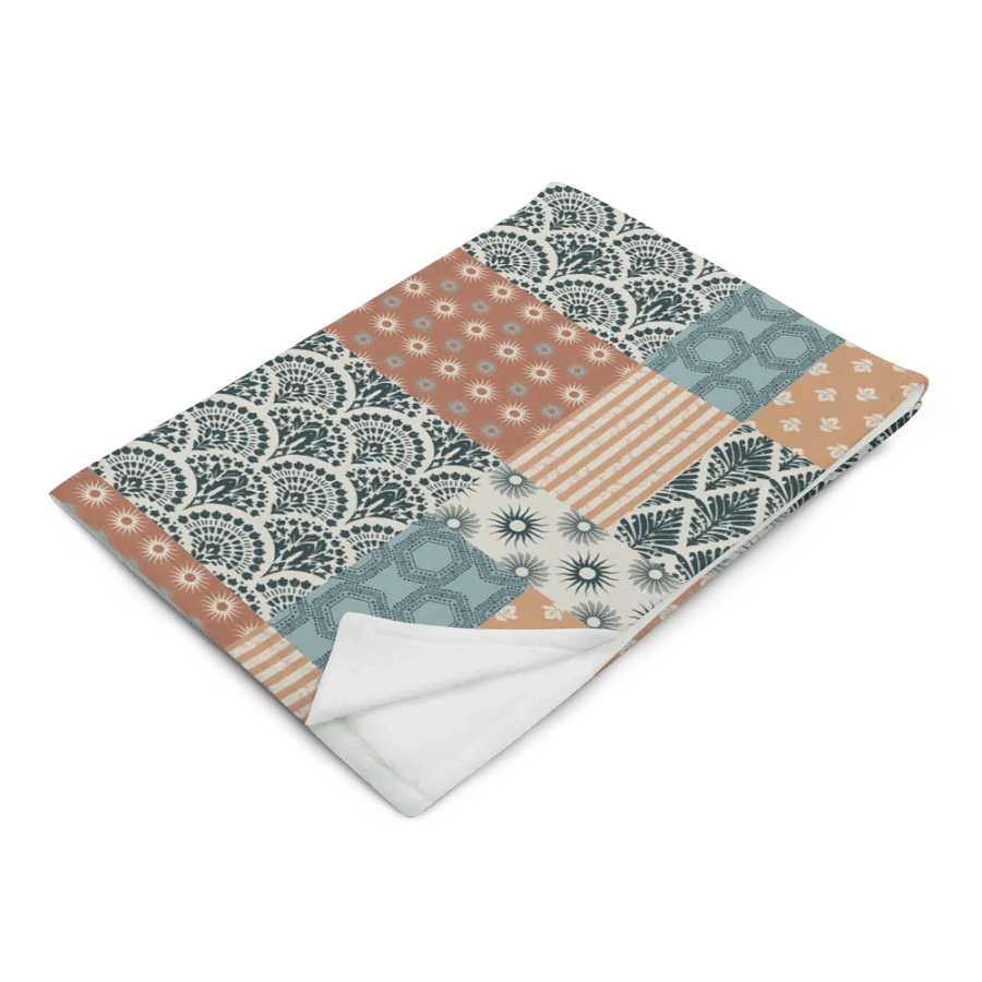 Bohemian Santa Fe Sun Patchwork Throw Blanket product image (10)