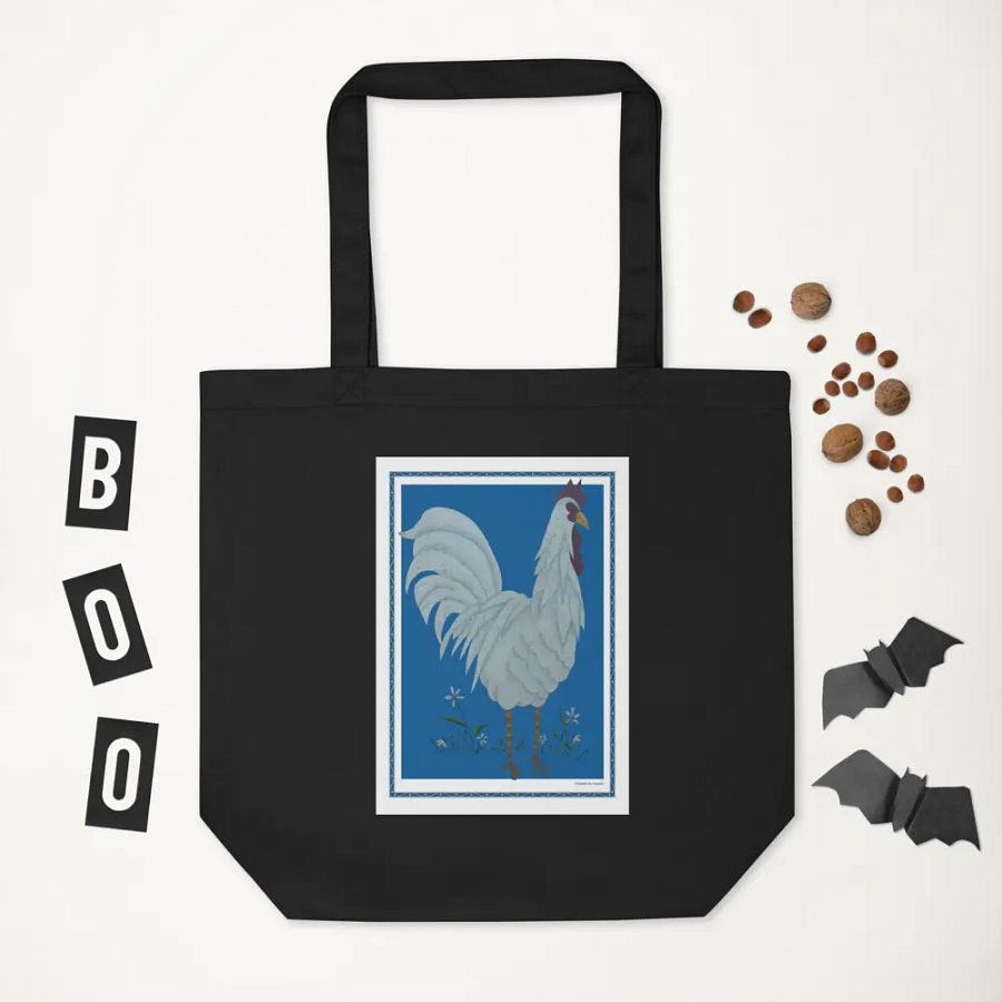 Eco Friendly Tote Bag with Chicken and Blue Background product image (2)
