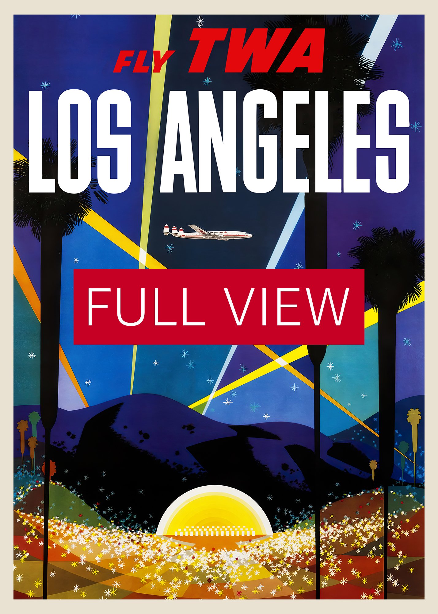 Los Angeles, USA, TWA, 1958 — retro vintage travel poster, retro travel art, retro travel wall art, Hollywood poster product image (3)
