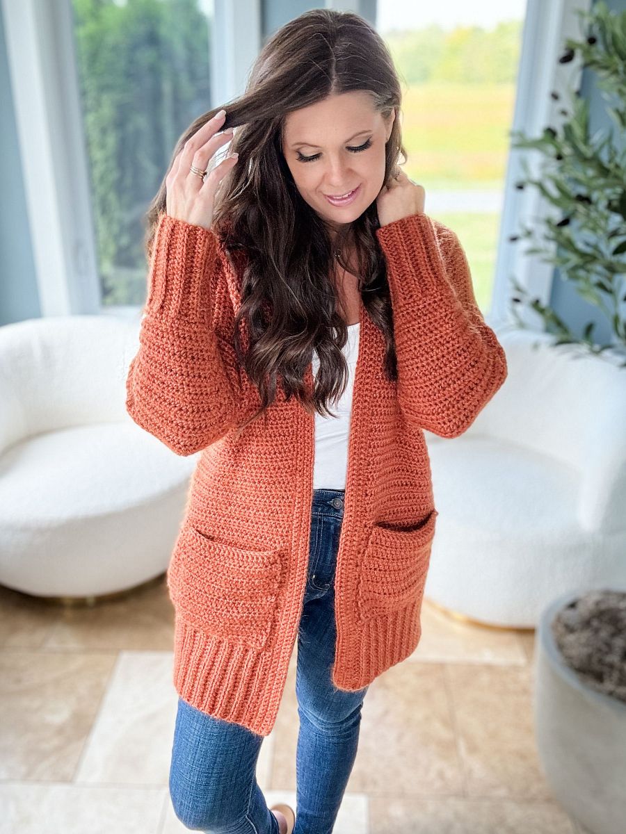 Fuzzy Peach Cardigan Crochet Pattern product image (4)