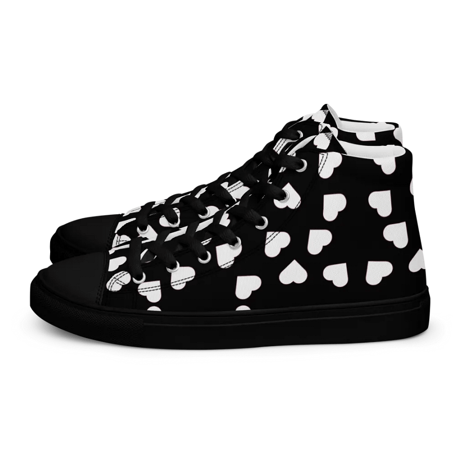 Love Pattern 5 Black and White Ladies High Top Canvas Shoes product image (4)