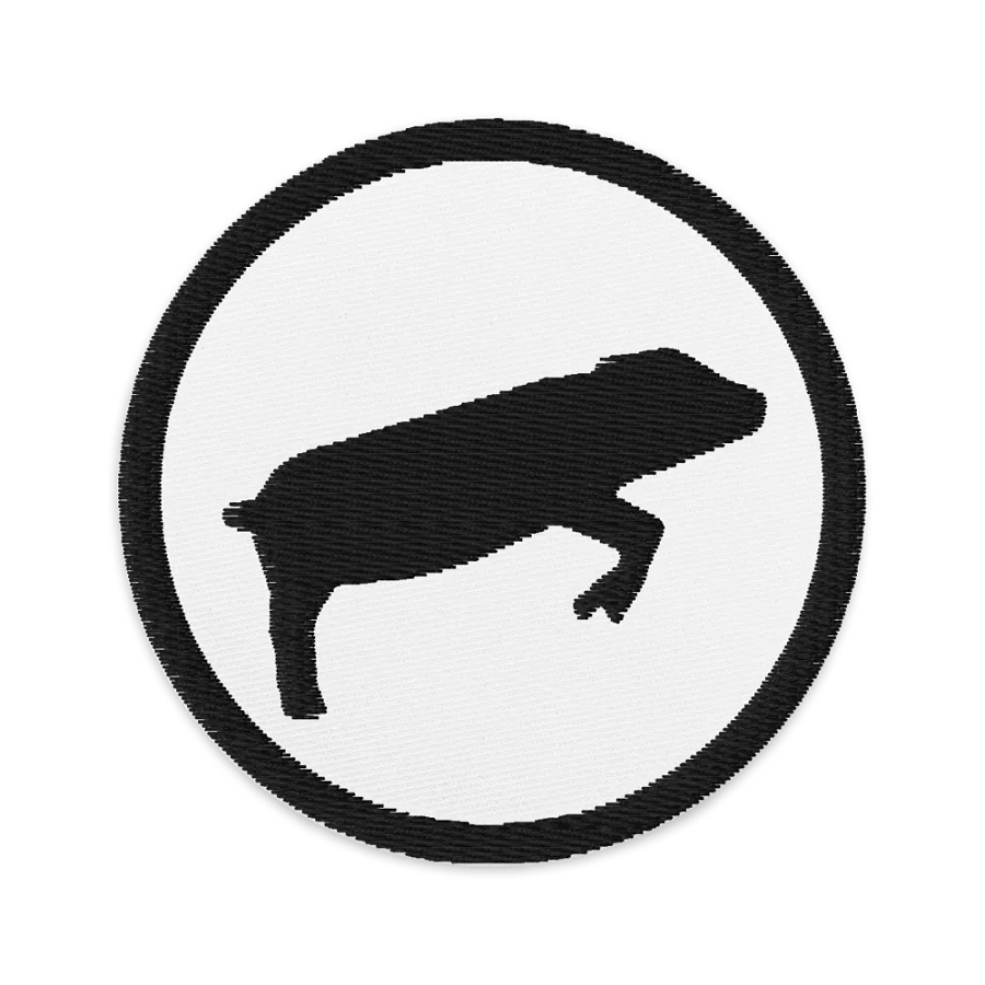 Leaping Pig Embroidered Patch (Circle + Black On White) product image (1)