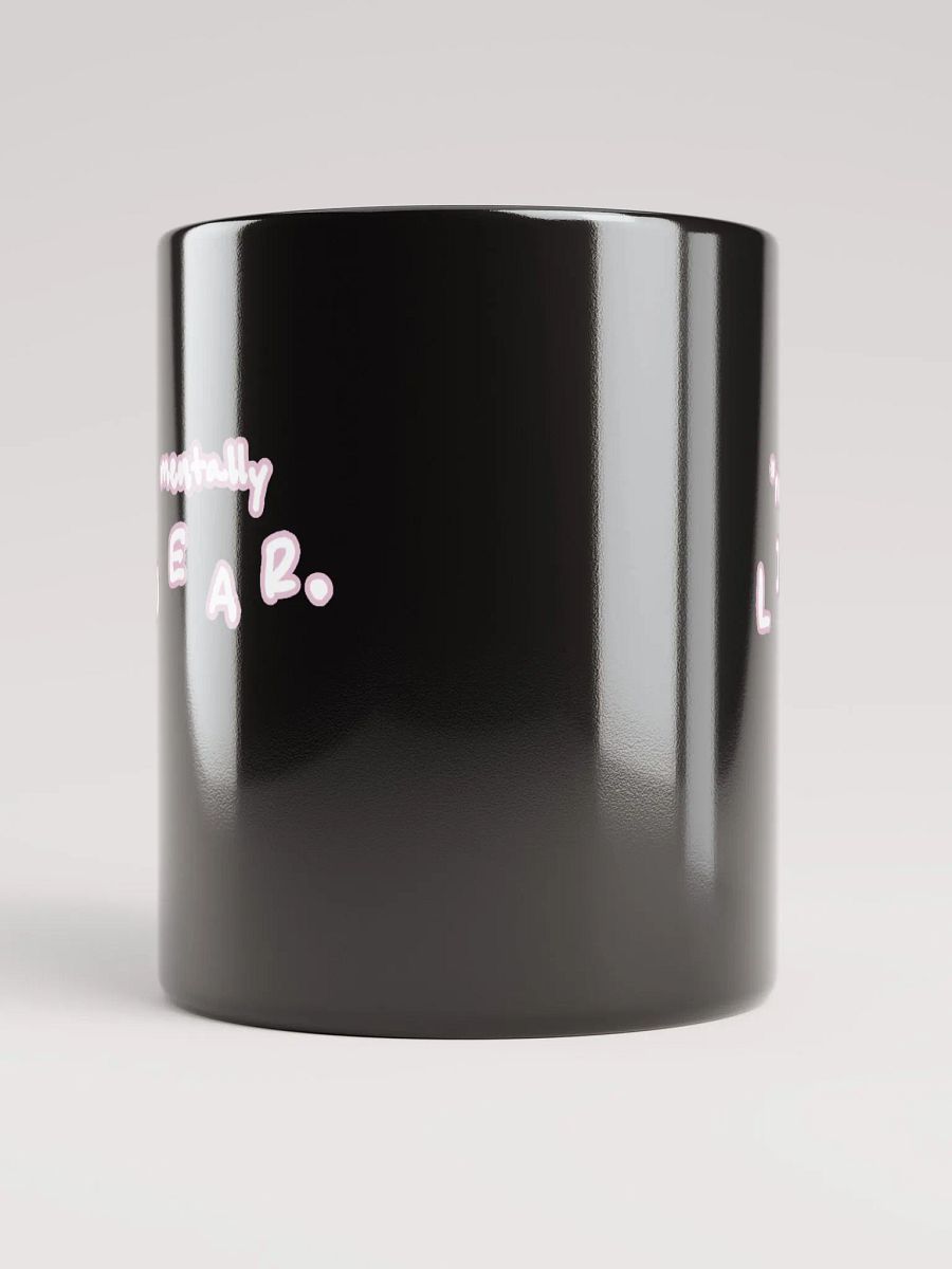 *not* mentally linear (lined design, #E1B9CE) glossy black mug product image (3)