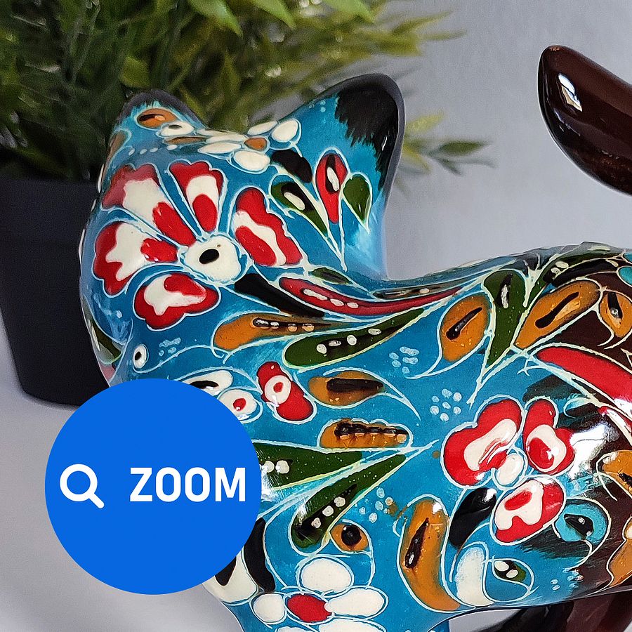 Ceramic handmade cat, Turkish decor (Blue) — handmade pottery product image (8)