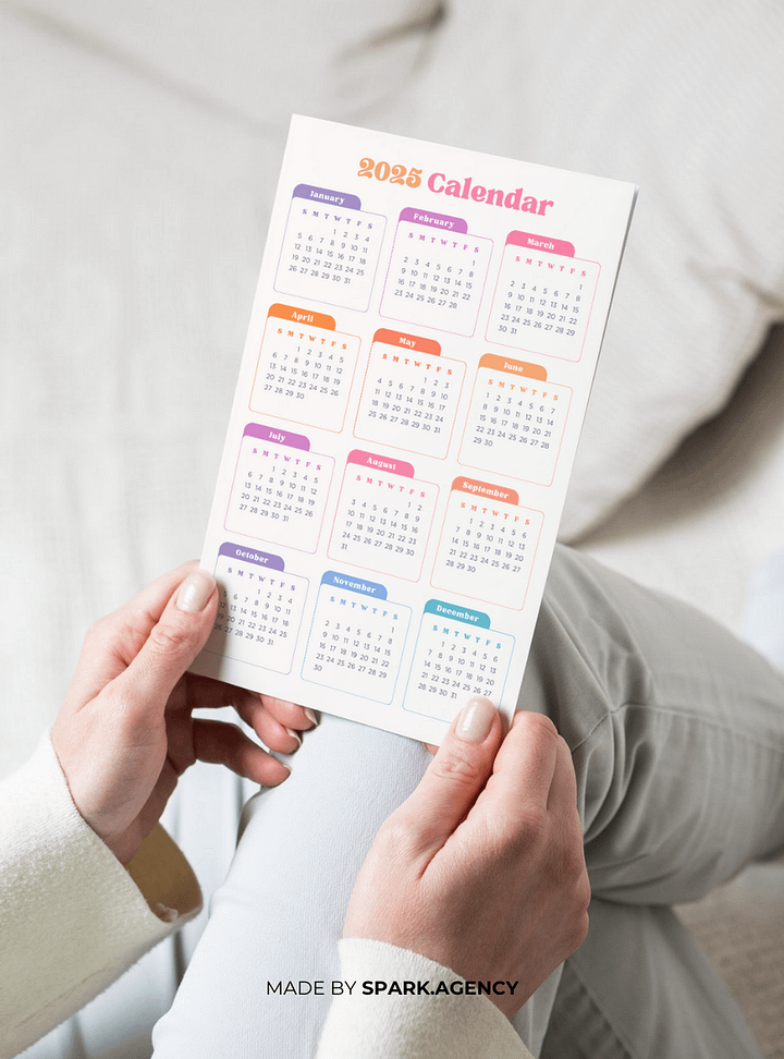 Colorful Tabs Yearly 2025 Annual Calendar product image (2)