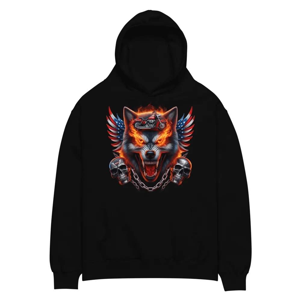 Rebel Wolf Motorcycle Flames Hoodie #42 product image (2)