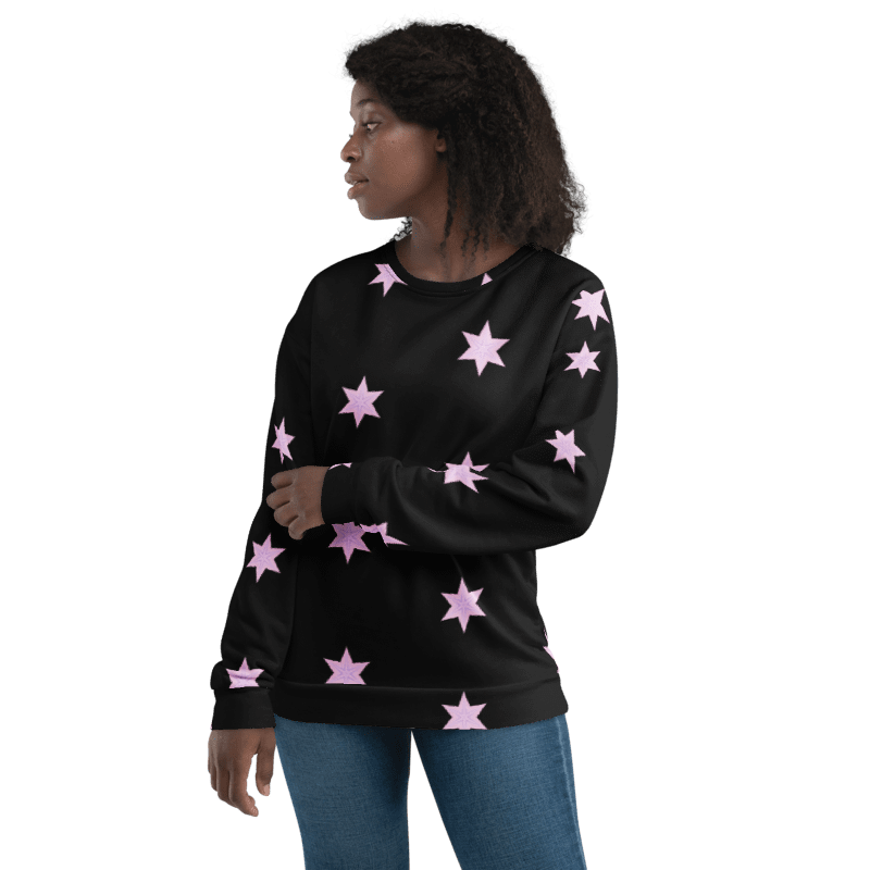 Abstract Repeating Pink Stars Unisex All Over Print Sweatshirt product image (7)