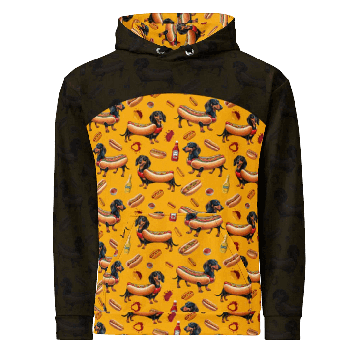 Dachshund Delight All-Over Hoodie (Obsidian) product image (1)
