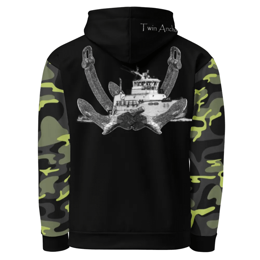 Camouflage & Black Twin Anchor Titan tug Hoodie product image (3)