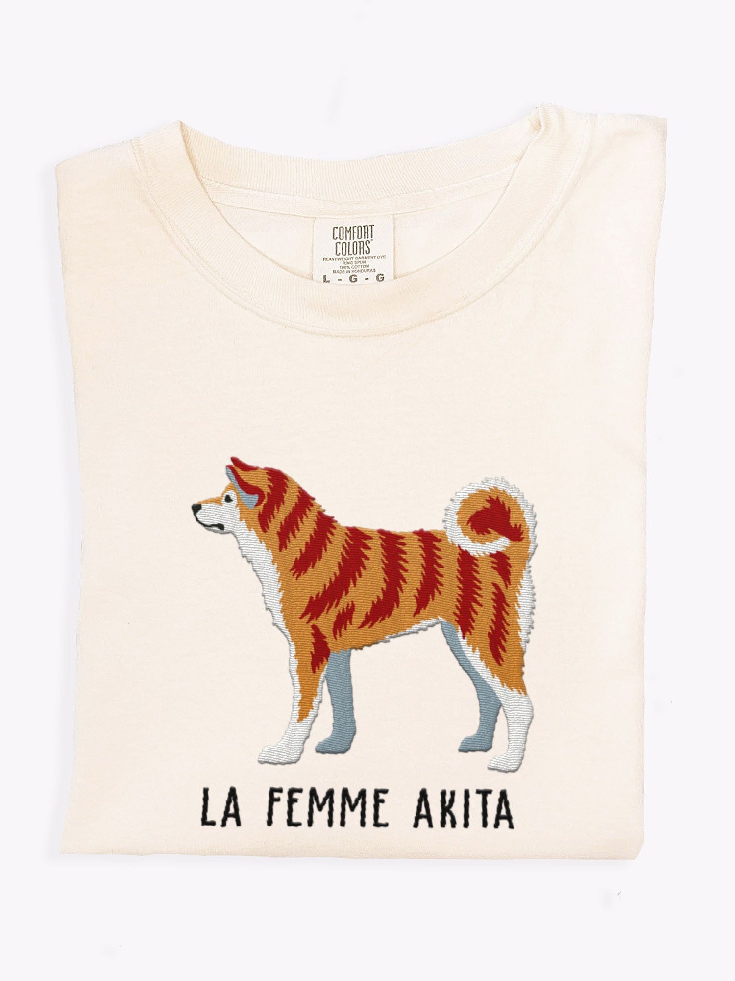 La Femme Akita T-Shirt(Embroidered) of a Japanese Akita(Brindle) product image (1)
