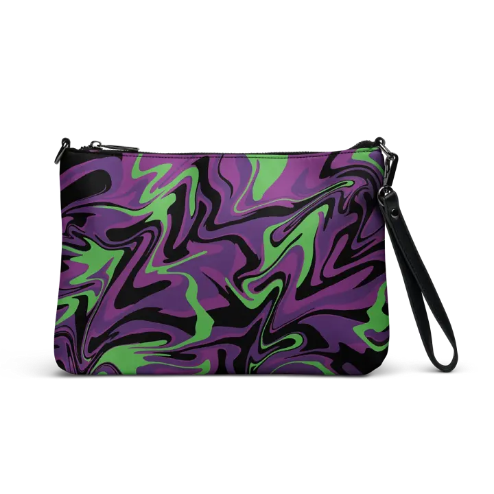 Purple Lime Swirl Flip-Sided Faux Leather Crossbody Bag product image (1)