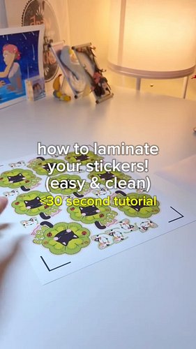 Here’s how to laminate your stickers, easy mode! 
More tutorials for my sticker makers ☺️ for my sticker lovers, this sticker...