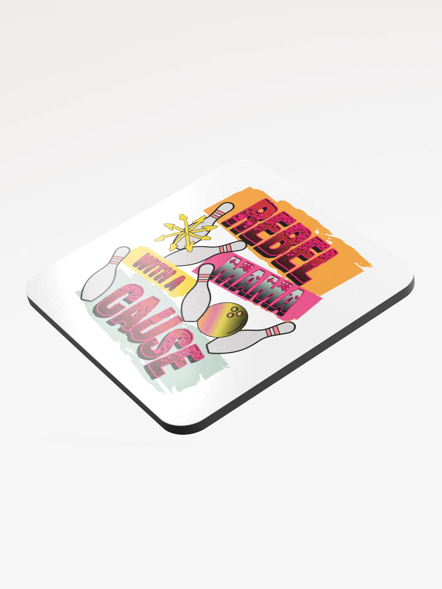 Rebel Mama With A Cause Bowling Glossed Cork Coaster product image (4)