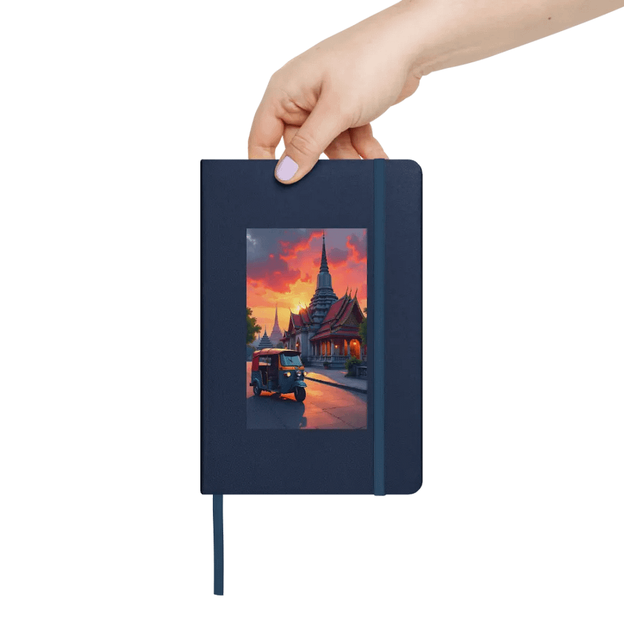 Tuk-Tuk at Sunset Near Thai Temple hardcover notebook product image (7)