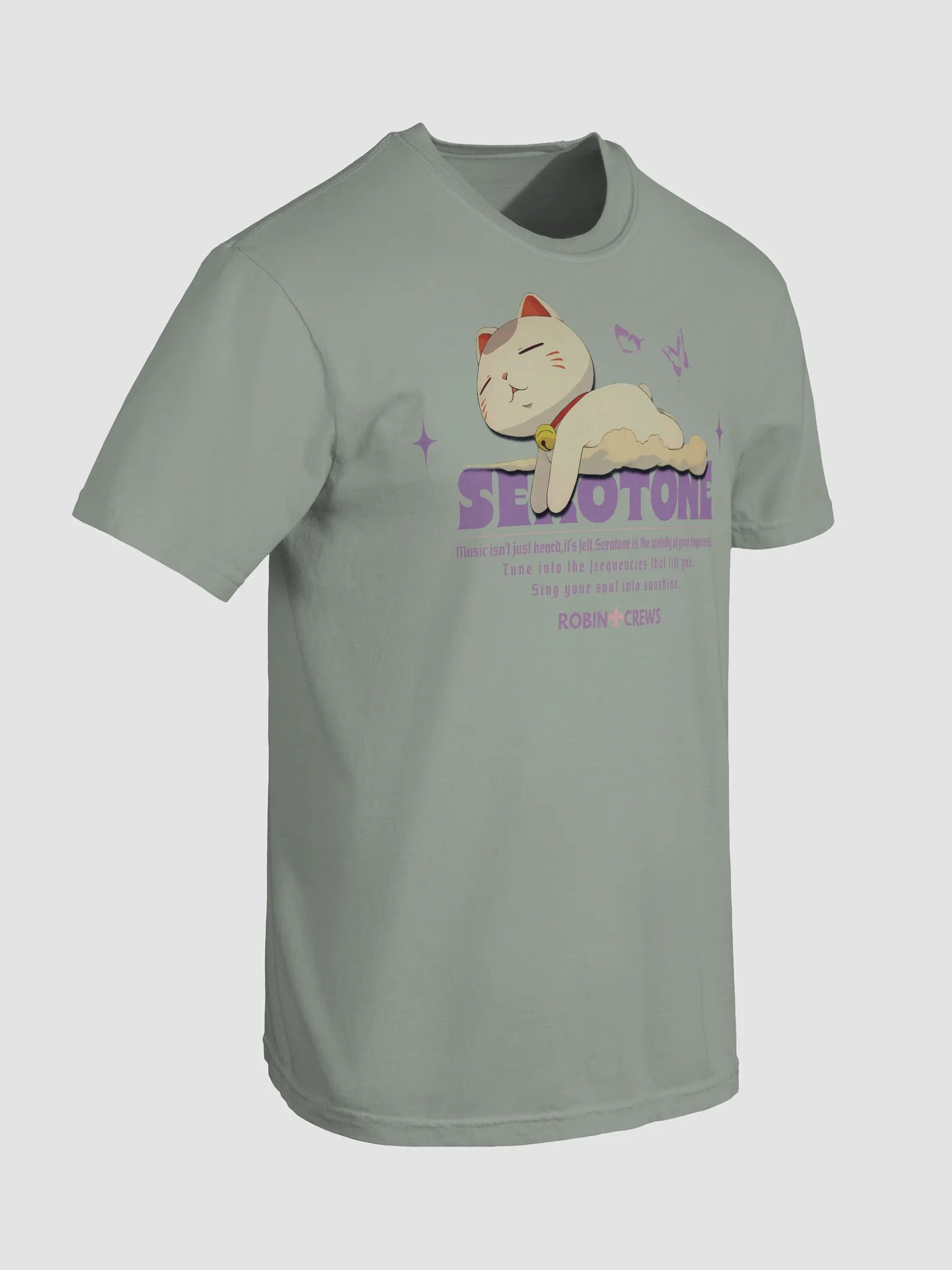 Trendy Purple Graphic T Shirt Serotonin Mood Cat Tee product image (11)