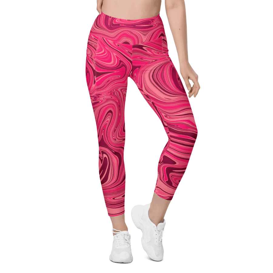 Leggings with Pockets - Shades of Magenta Pink Digital Fluid Art product image (7)