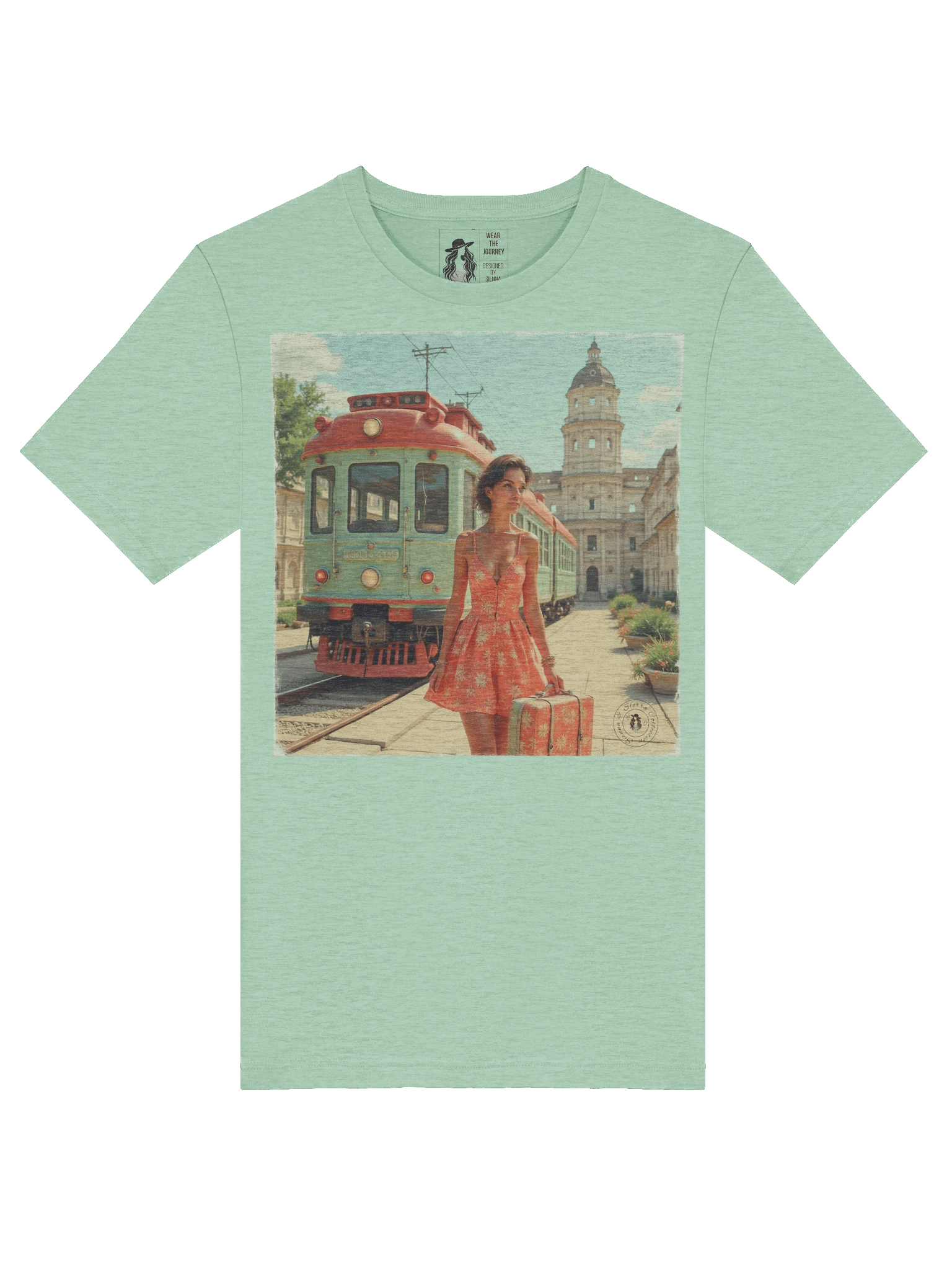 Vintage Tram Travel T-Shirt – Floral Wanderlust Style product image (39)