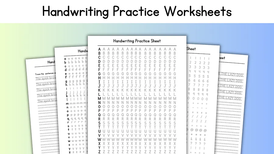 Printable Handwriting Worksheets | Seven Pages (Letters, Numbers, Words, Sentences) | •PDF File Only• | Neat Handwriting Sheets | US letter size (8.5 x 11) product image (1)