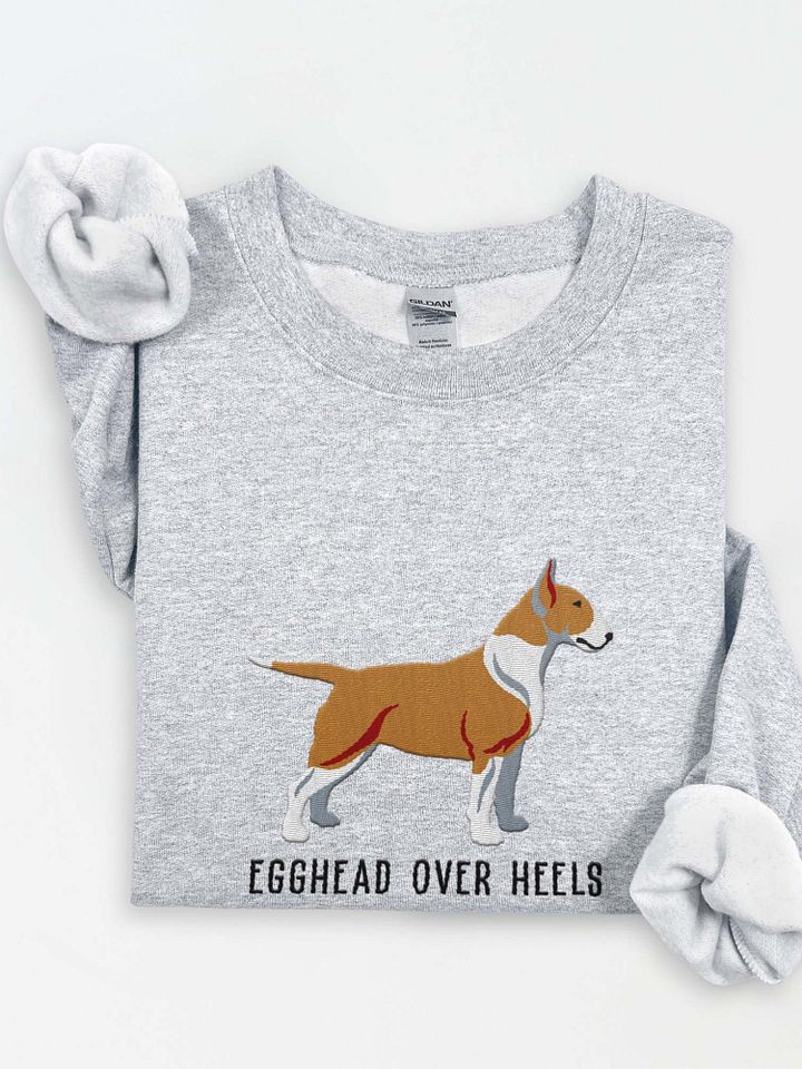 Egghead Over Heals Sweatshirt (Embroidered) of an English Bull Terrier(Tan & White) product image (1)