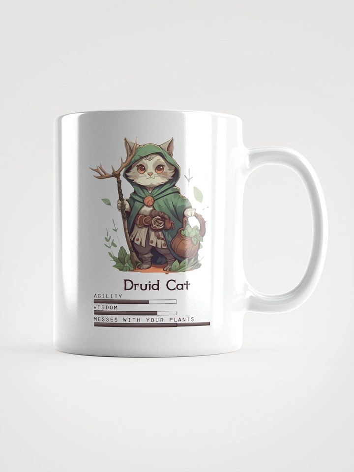 RPG Druid Cat white ceramic mug 11oz 15oz 20oz for gamers and cat lovers product image (1)