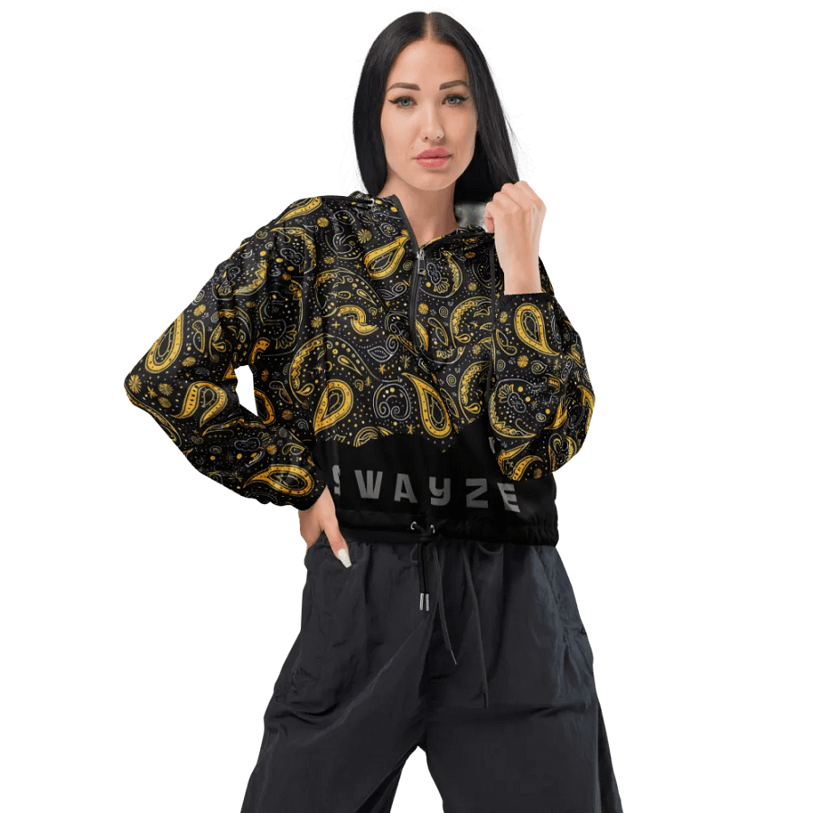 Yellow Paisley Gang Women's Cropped Windbreaker product image (3)