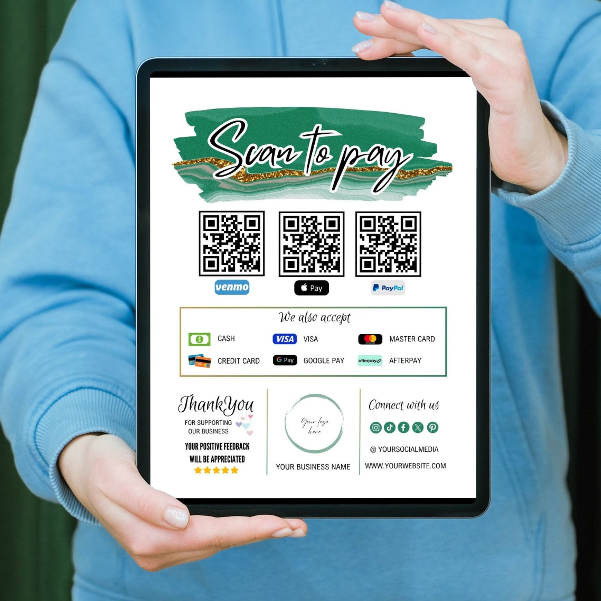 Esmeralda - Scan To Pay QR Code Sign Template product image (9)