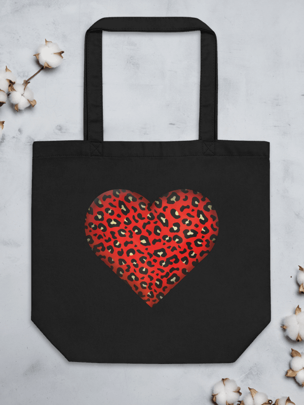 Leopard Skin Red Heart - organic black Tote Bag product image (2)