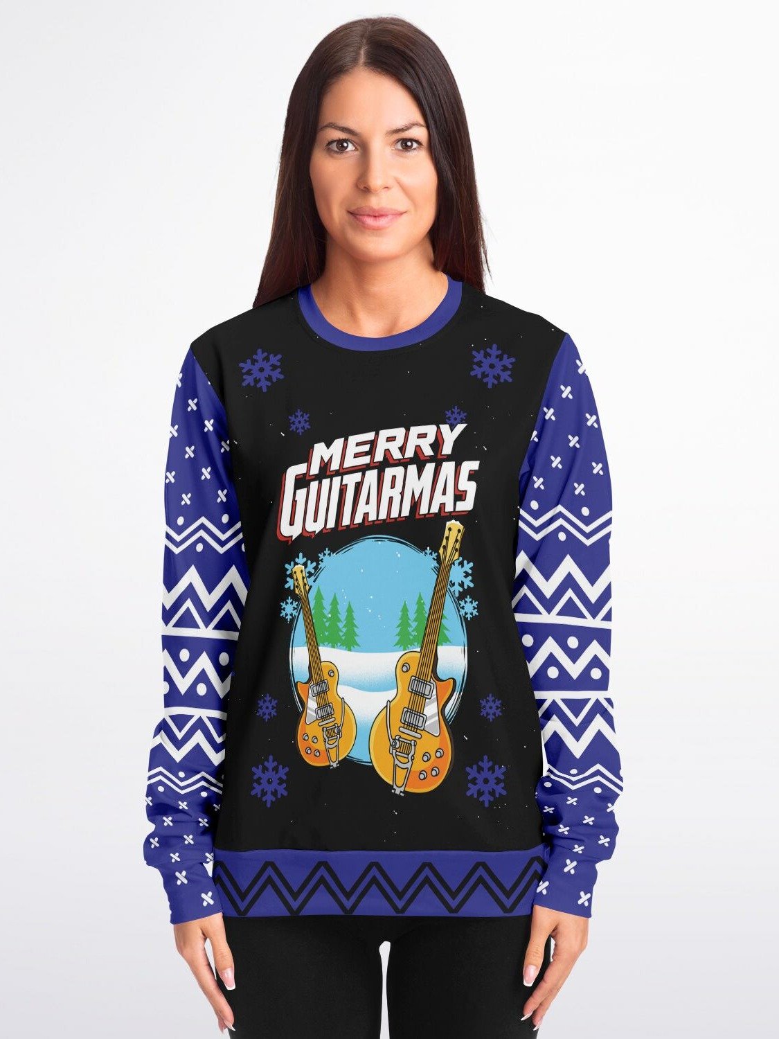 "Merry Guitarmas" Music Christmas Sweater | Electric Guitar Holiday Sweatshirt | Musician Winter Party Outfit product image (1)