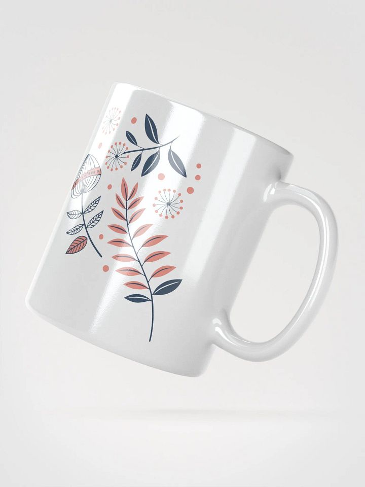 Elegant Floral Pattern Ceramic Mug, (11oz, 15oz, 20oz) - Navy Blue and Coral Design product image (4)