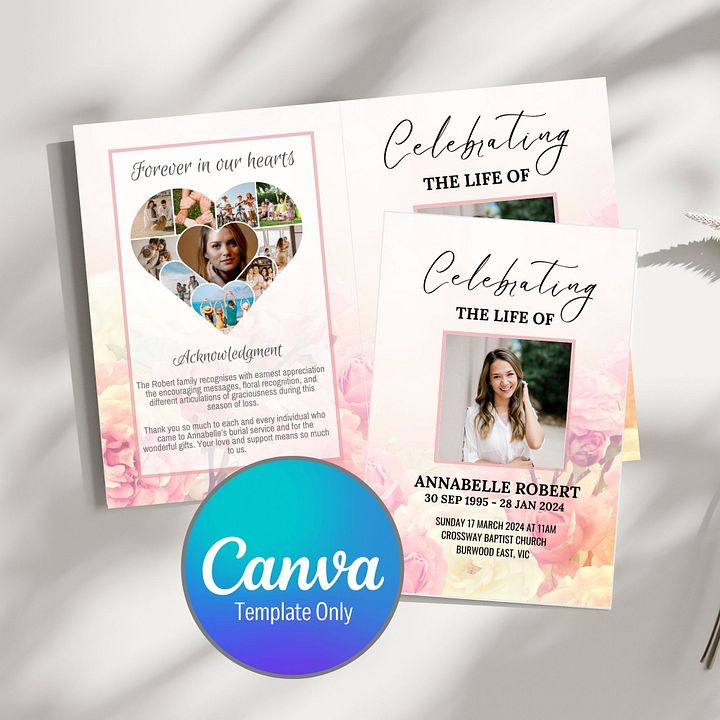 Rose Garden Funeral Program Canva Template product image (1)