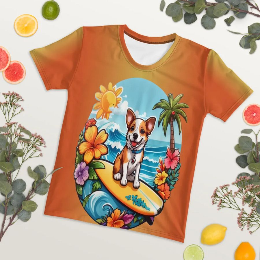 Dog Surfing All Over Print T-shirt product image (7)