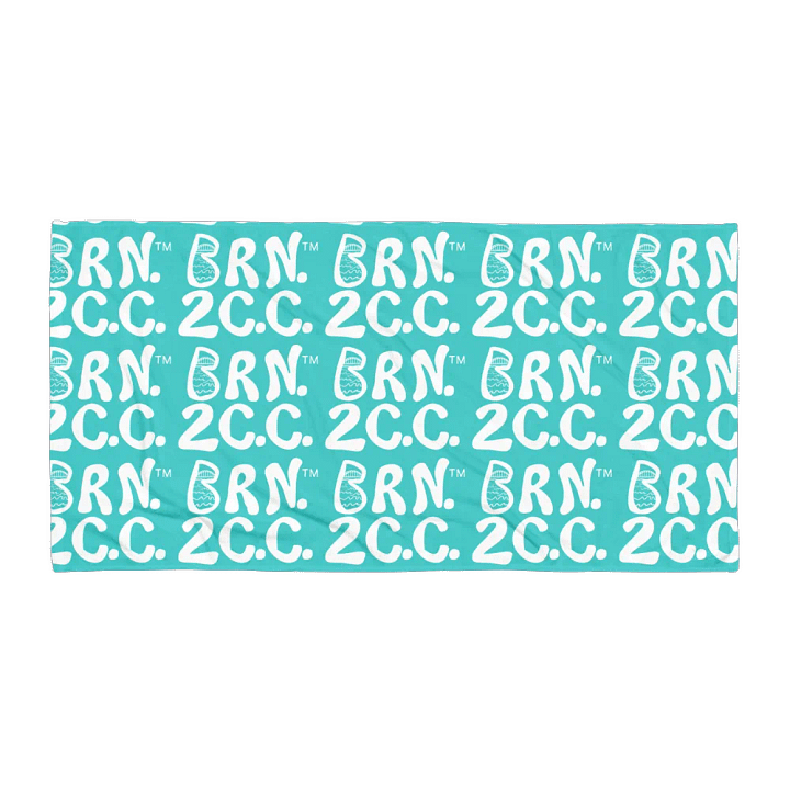 BRN.2C.C.™ | Coastal Classic Beach Towel | All-Over Logo Print | Vibrant Colors for Salty Souls | White Logo on Dark Turquoise product image (1)