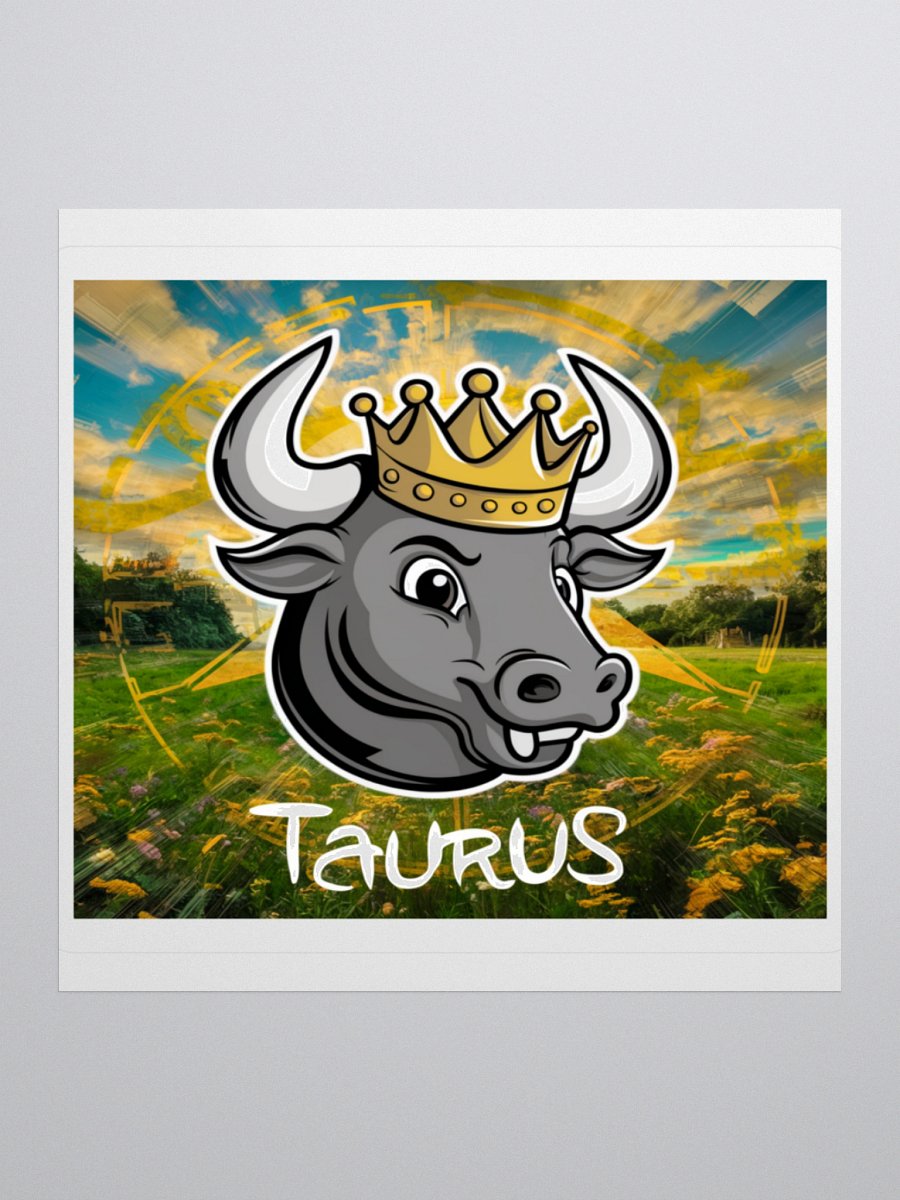 Taurus Zodiac Sticker - Bull with Golden Crown - Premium Vinyl product image (2)
