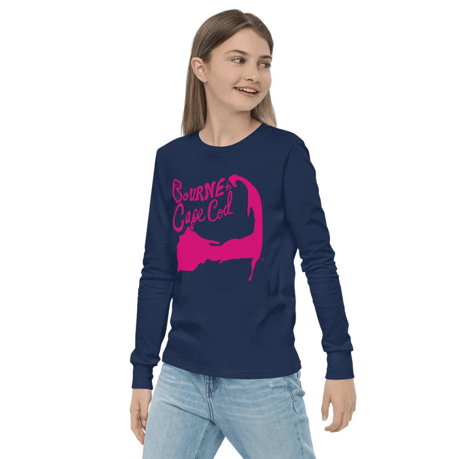 Girls' | BOURNE to Cape Cod™ | Youth Long Sleeve Tee | Coastal Cool for the Next Generation | Pink Logo product image (19)