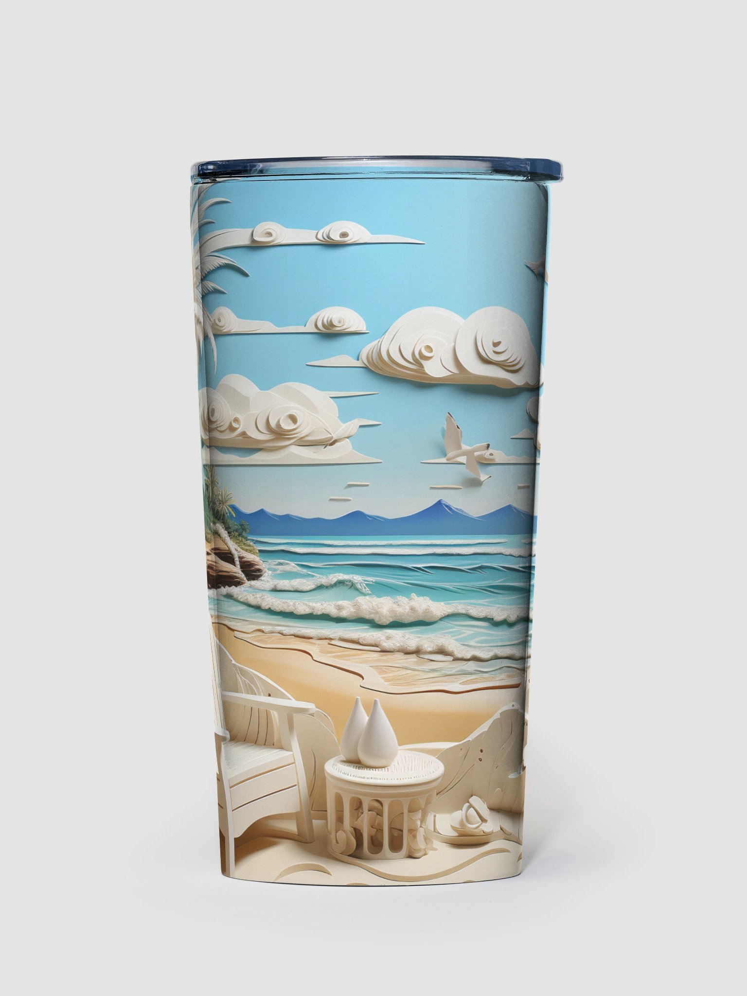 Tranquil Beach Scene Stainless Steel Tumbler product image (1)