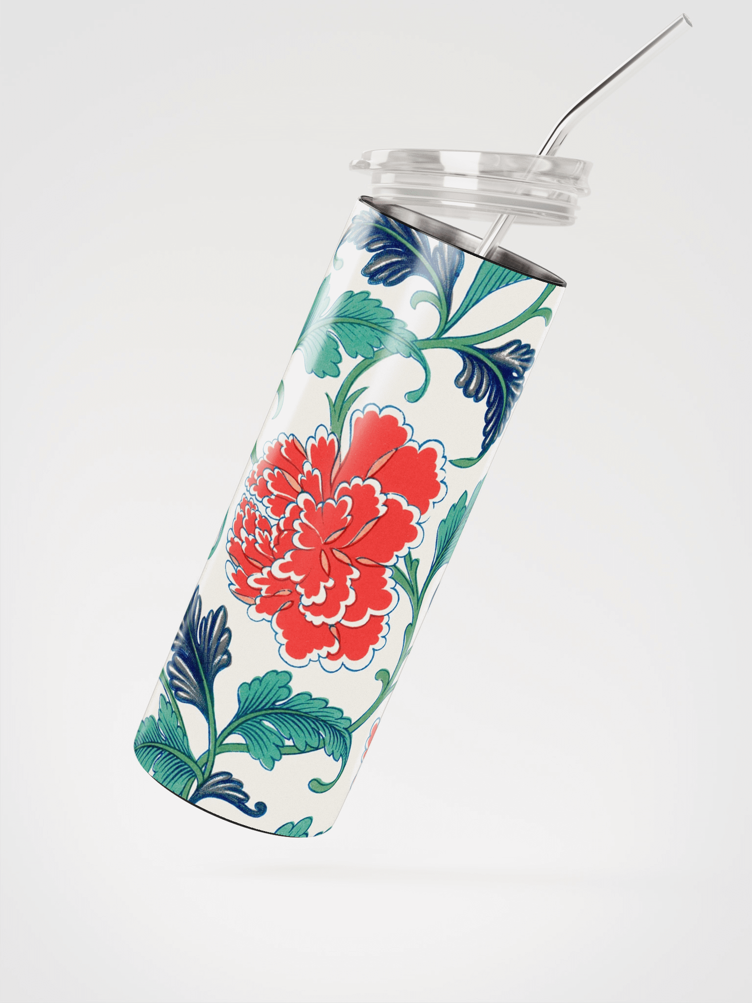 Red Floral Pattern. Stainless Steel Tumbler product image (2)