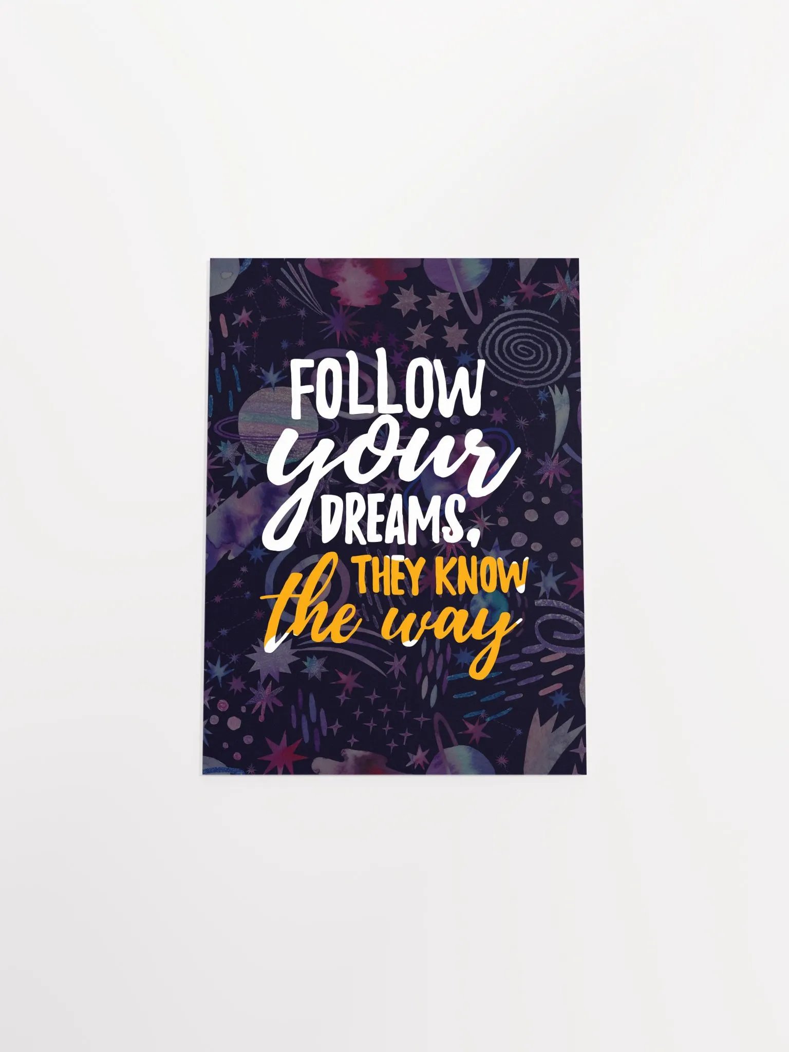 Follow your dreams [neon/synthwave/vaporwave/watercolor] — aesthetic watercolor poster, neon space poster, retrowave poster, motivation quotes product image (9)