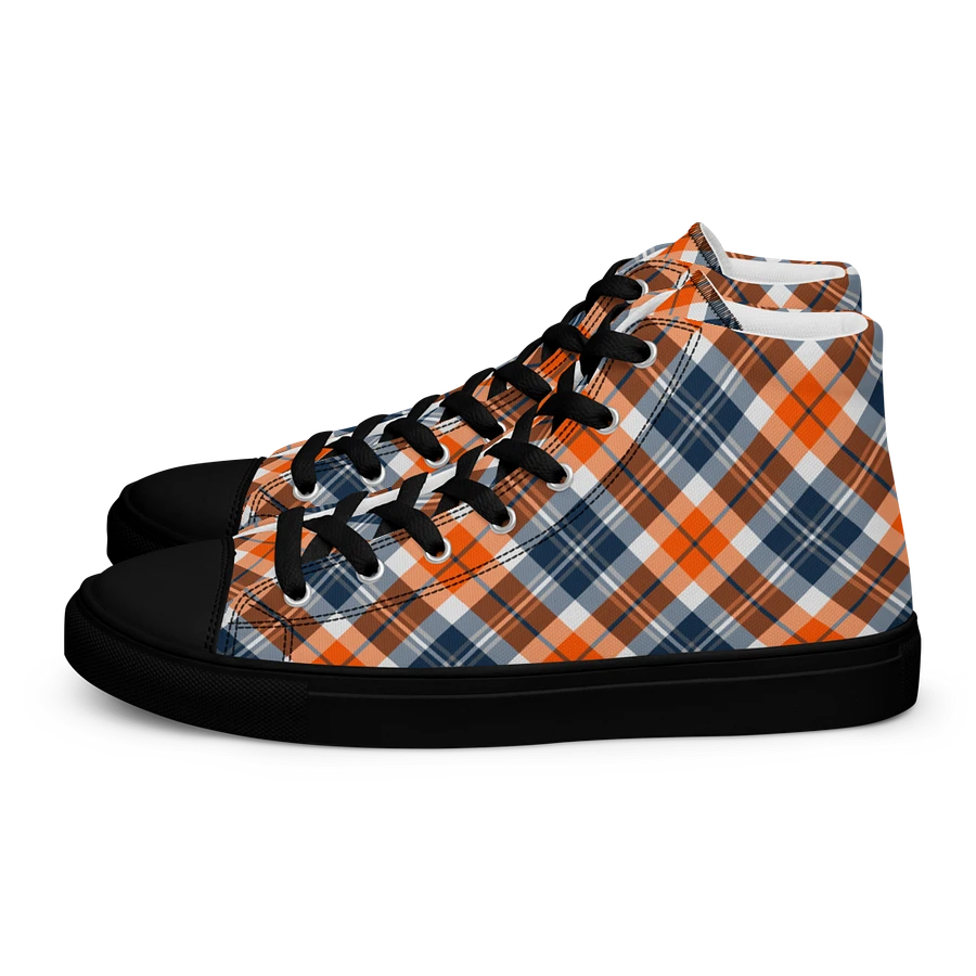 Orange and Blue Sporty Plaid Men's High Top Shoes product image (4)