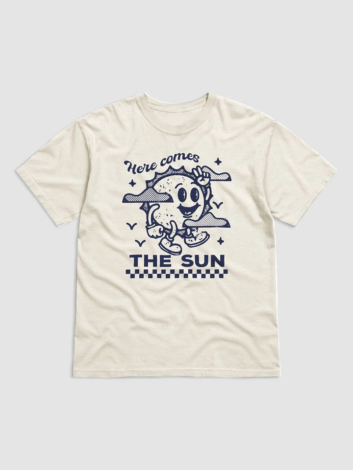 Here Comes the Sun | Motivational Retro-Style Hipster T-Shirt of a Sun Mascot on a Checkerboard Pattern product image (16)