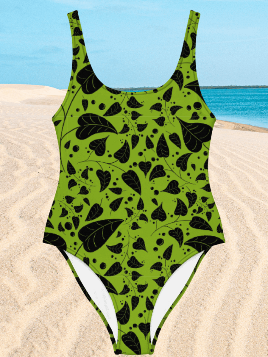 Black Leaves on a vine Leaves All-Over Swimsuit product image (4)