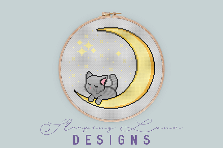 Kitty on the Moon - Cross Stitch Pattern product image (2)