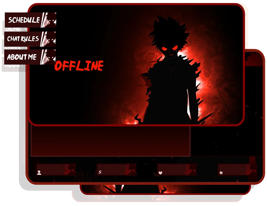 ANIME DARK Stream Overlay Pack Twitch , One Piece Overlay, Anime Twitch  Overlay, Black White Overlay Twitch, Metal Rock And Roll Overlay - xhelixhi  - BOOTH