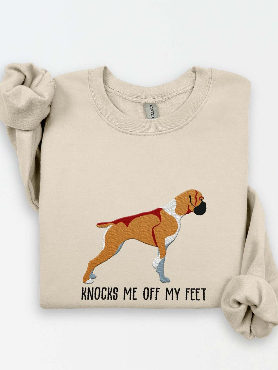 Knocks Me Off My Feet Sweatshirt (Embroidered) of a Boxer product image (1)