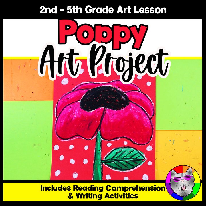 Poppy Art Lesson Remembrance Day Art Memorial Day Art Project Writing Reading product image (1)