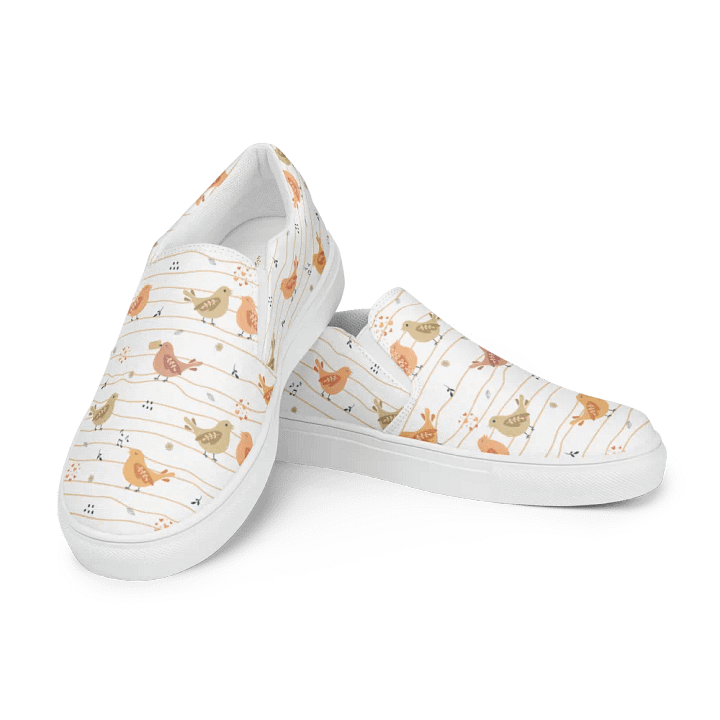 Kawaii Musical Birds Canvas Slip-On Shoes product image (1)