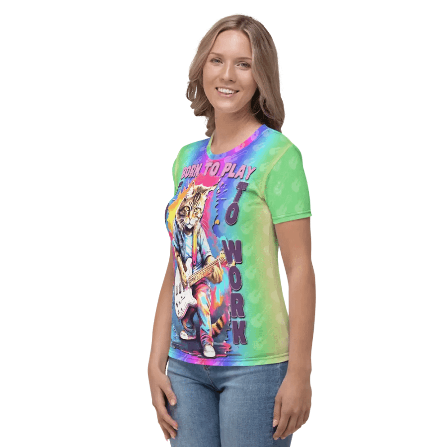 Born to Play Cat Guitar All Over Print T-shirt product image (5)