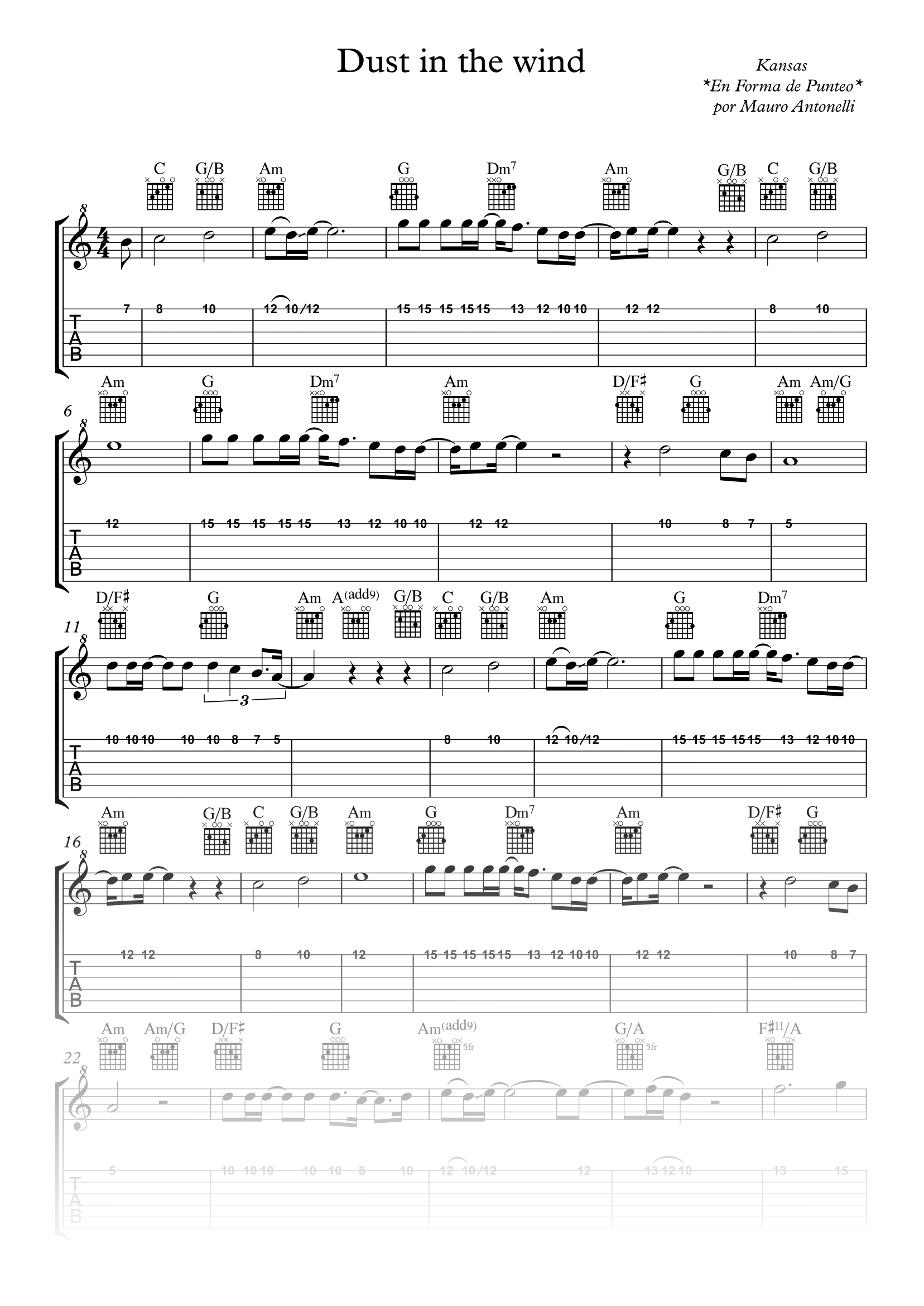 Dust in the wind - Partitura + Tabs + Acordes + Pista product image (1)