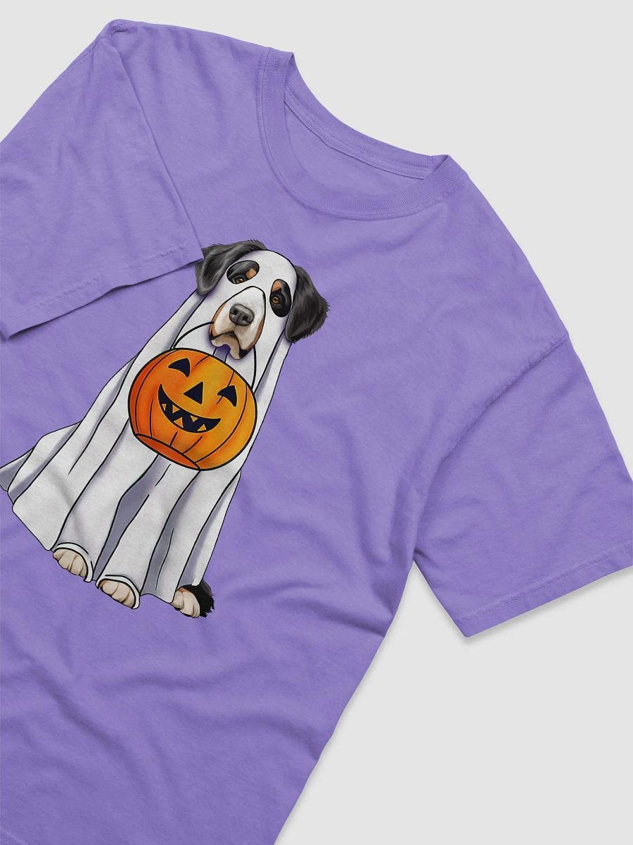 Bernese Mountain Dog Halloween Tee | Funny Halloween Berner Wearing a Ghost Costume with Pumpkin Basket product image (23)