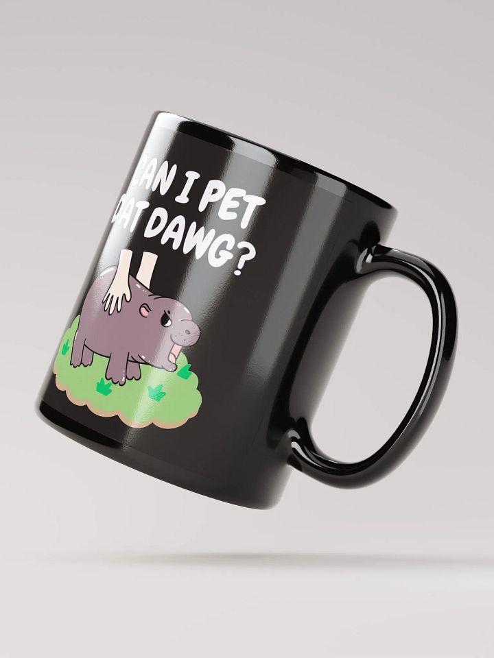 MOODENG'S CAN I PET DAT DAWG? BLACK GLOSSY MUG product image (2)