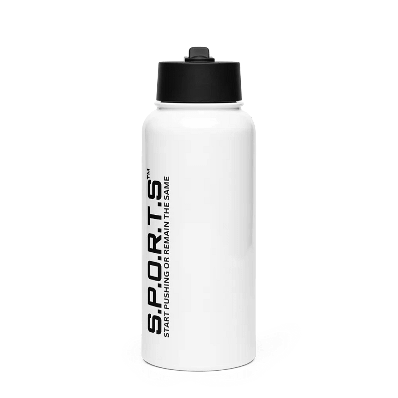Stainless Steel S.P.O.R.T.S Water Bottle with a Straw Lid